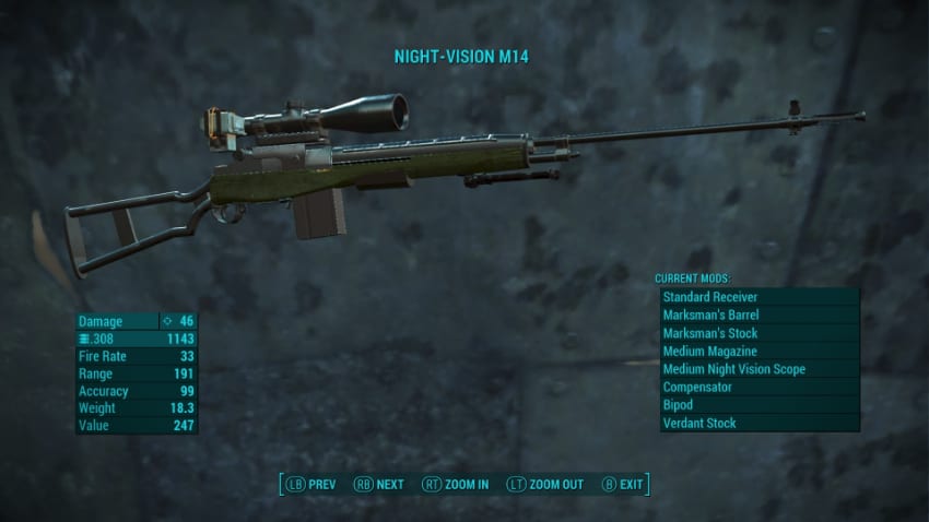 Meilleurs Mods d'armes de Fallout 4 - Fusil autonome M14