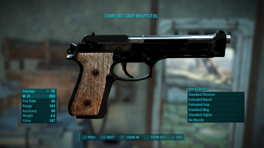 Meilleurs Mods d'armes de Fallout 4 - Pistolet M9 autonome