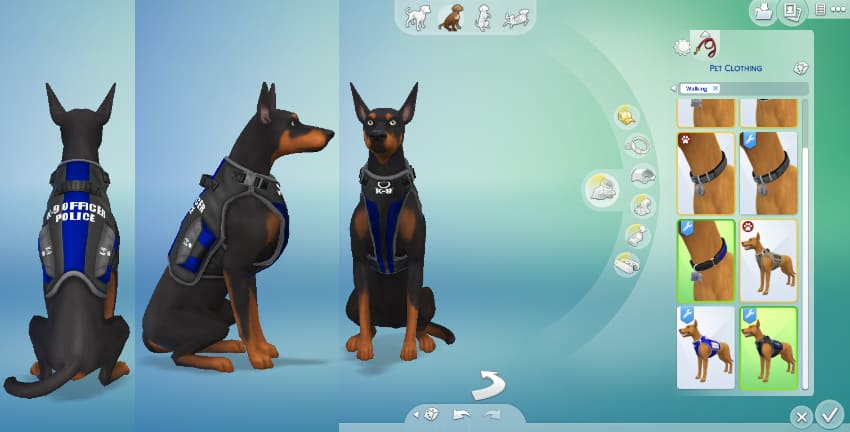 Best Sims 4 Pet Mods - Gilet et collier d'officier K9